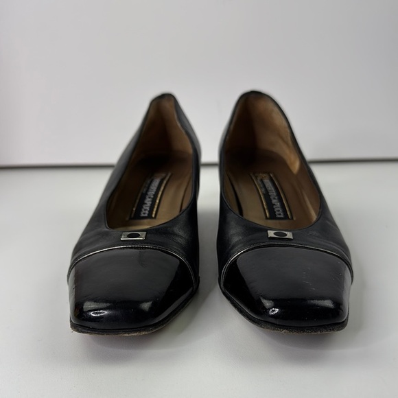 Roberto Capucci Women's Black Leather Block Heel Slip on Pumps - Picture 2 of 9